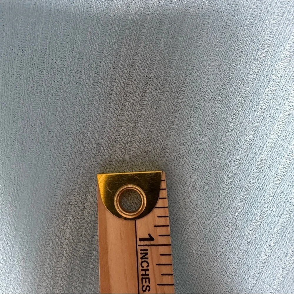 Vintage Blue Ribbed Mock Neck Puff Sleeve Top 70s 80s Retro Medium - Picture 6 of 11